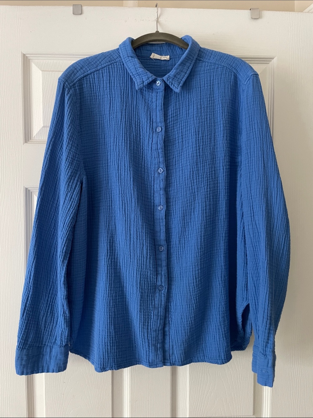Cerulean Long-Sleeve Gauzy Button-Up Shirt